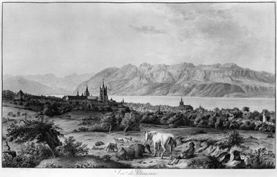 Uitzicht op Lausanne door Johann Ludwig Aberli